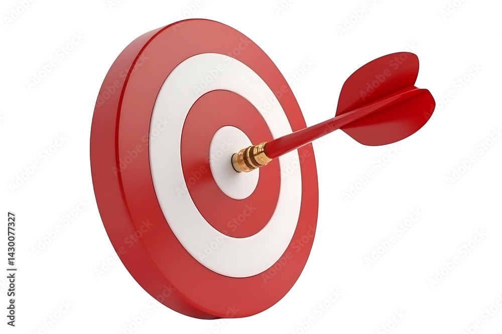 Red Dart Striking Bullseye Target Achieving Success Goals Red Dart Striking Bullseye Target Achieving Success Goals