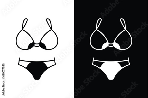 Bikini Icon Style. Two-Piece Swimwear on White Background