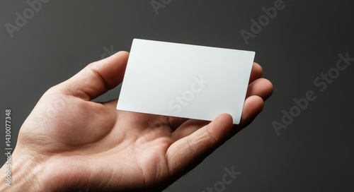 The image depicts a blank card being carefully held by a hand, suitable for design mockups, business presentations, and minimalist ideas