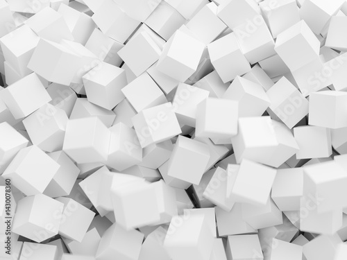 崩れ落ちる白い立方体 – 3DCG