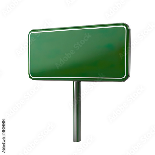 Blank green directional sign isolated on a white background