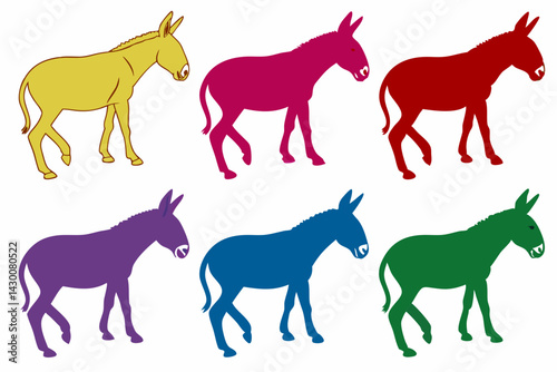 set of donkey vector silhouette illustration isolated on white background
