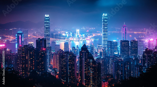 hong kong skyline at night