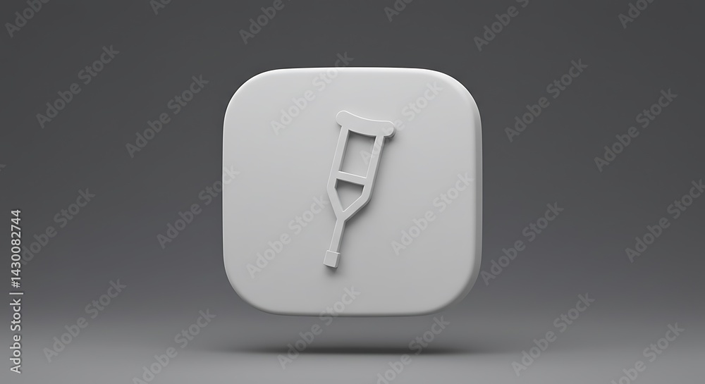 White Crutch on Rounded Square Icon White Crutch on Rounded Square Icon