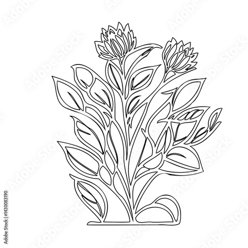 Minimalist floral line art design conveying organic elegance and nature's simplicity