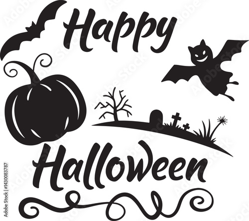 jack o lantern with halloween vibe in black and orange vector illustration
