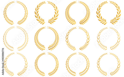 Vintage Laurel Wreaths  Botanical Emblems Set  Award, Heraldry  Decorative Elements in Silhouette Style