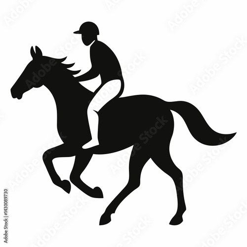 horse and rider vector silhouette illustration isolated on white background