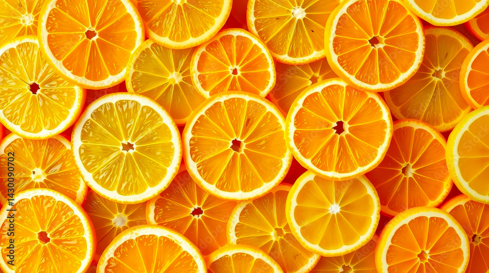 Bright orange and yellow citrus slices forming a vibrant pattern. Bright orange and yellow citrus slices forming a vibrant pattern.