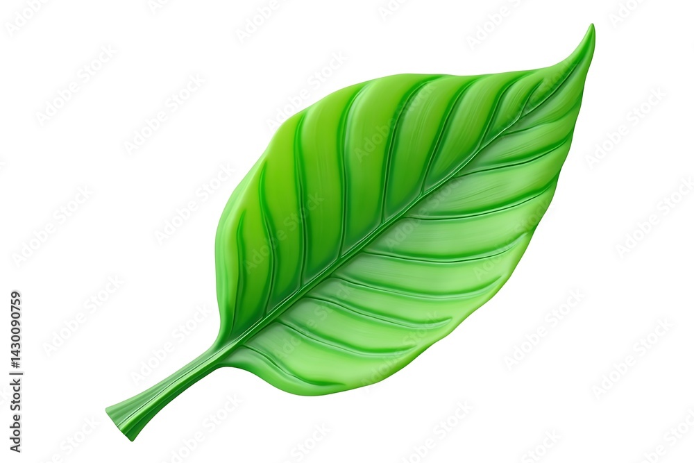 Lush Green Leaf Isolated on White Background Botanical Illustration Lush Green Leaf Isolated on White Background Botanical Illustration