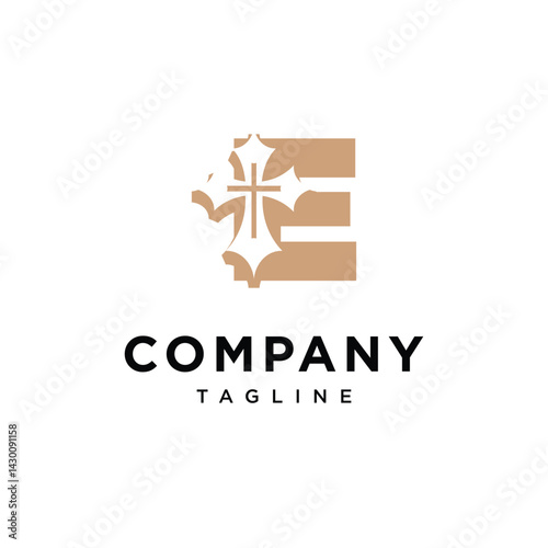 Letter E Cross Logo Icon Vector