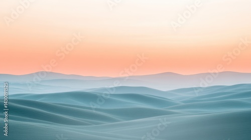 Desert landscape at sunset with gentle rolling dunes and soft colors