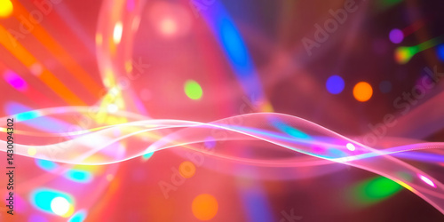Abstract colorful light waves and bokeh effect.