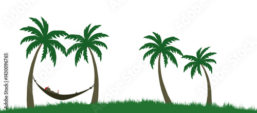 Relaxing on a Tropical Hammock Under Palms