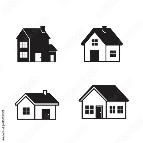 Home button icons set. Home page icon. Simple house symbols. Building icon. Vector illustration.Home icon line vector illustration , house