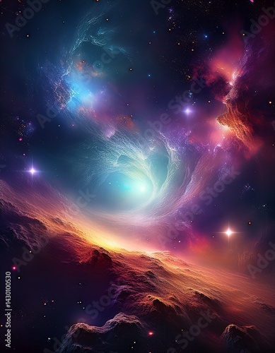 Nebula and galaxies in space. Abstract cosmos background