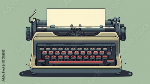 Pixel Art Vintage Typewriter Illustration Beige and Grey Retro Technology