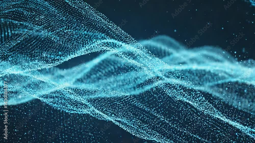 Abstract digital particles flowing in waves.