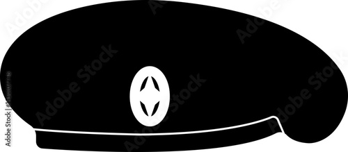 Military beret cap icon in flat. isolated on transparent background