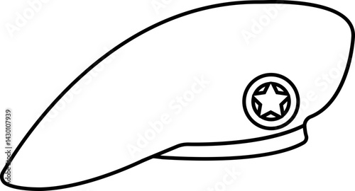 Military beret cap icon in line. isolated on transparent background