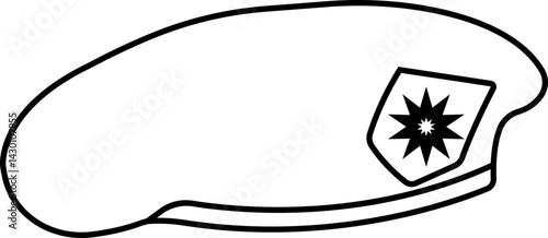 Military beret cap icon in line. isolated on transparent background