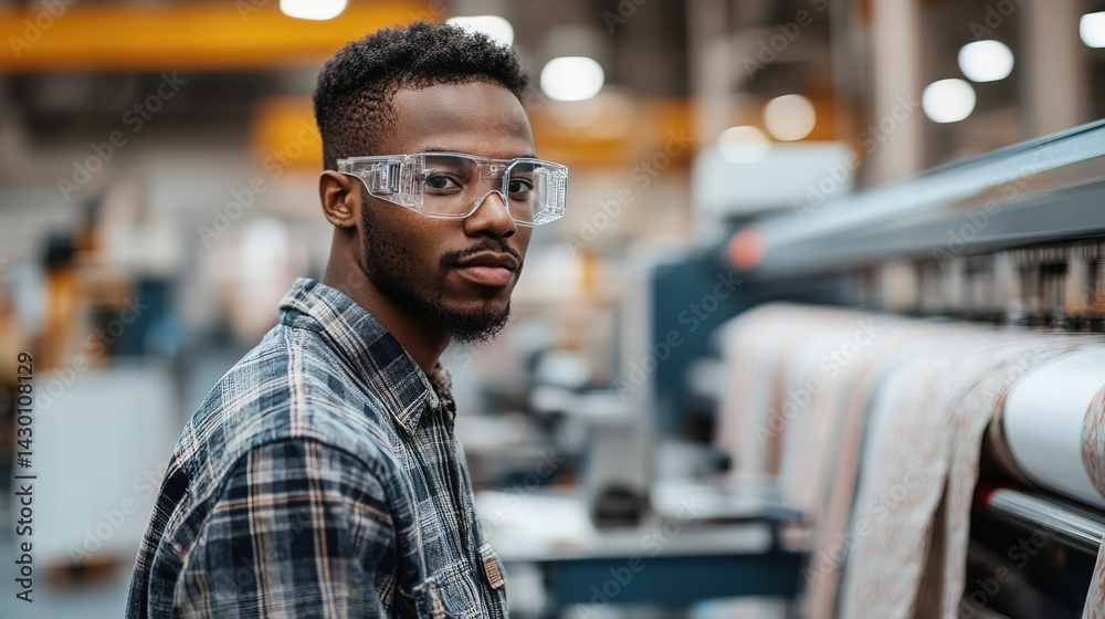 Focused Worker in Factory Focused Worker in Factory