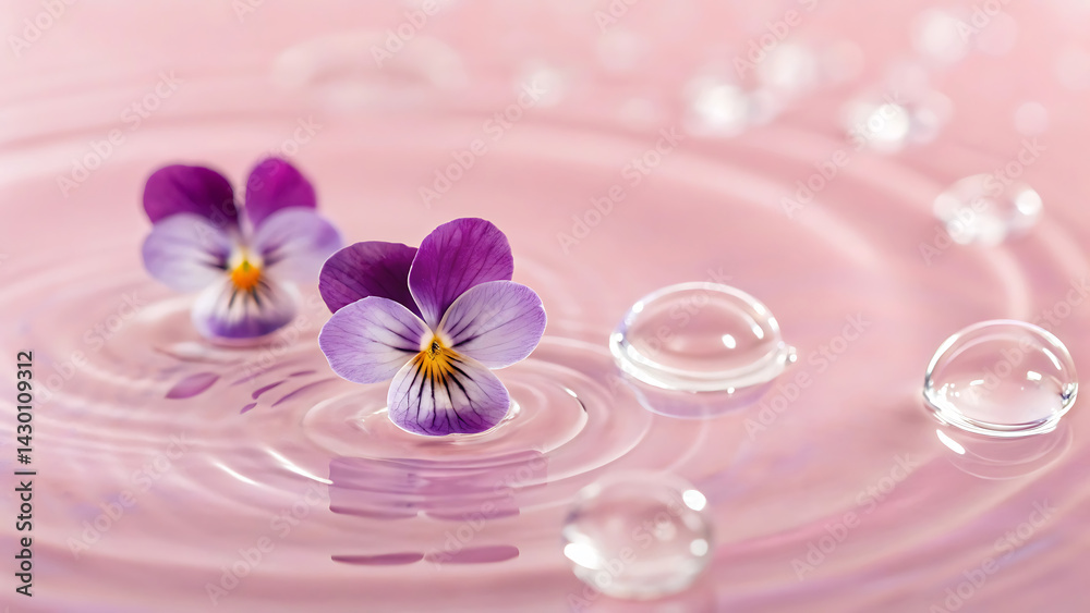 Serene Purple Pansies Floating on Water Ripples A Tranquil Nature Photography Serene Purple Pansies Floating on Water Ripples A Tranquil Nature Photography