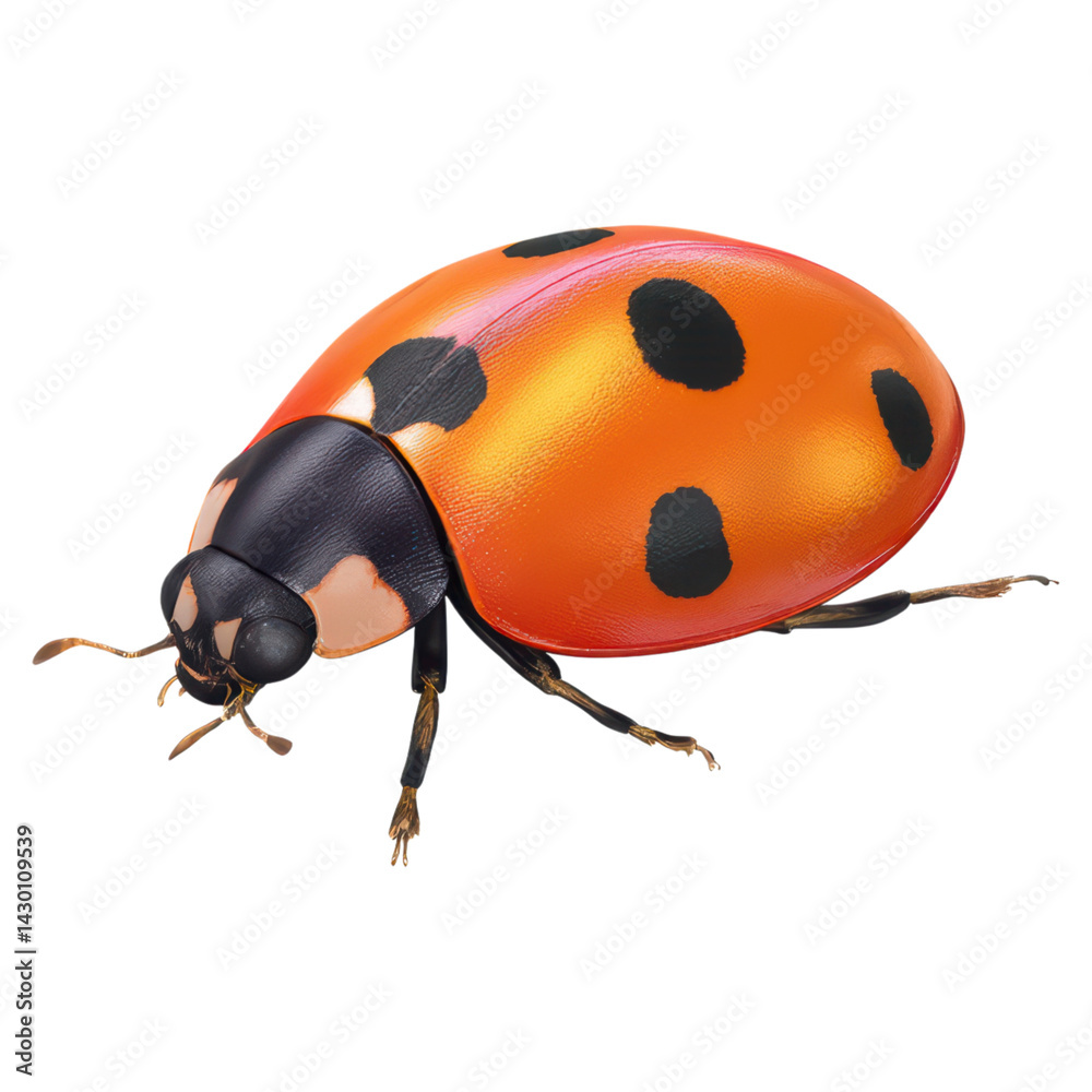 Vibrant Ladybug with Bright Orange Shell and Distinct Black Spots, isolated on transparent background. Vibrant Ladybug with Bright Orange Shell and Distinct Black Spots, isolated on transparent background.