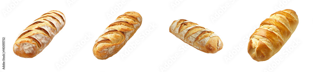 Freshly baked bread loaves with golden crust and slashes Freshly baked bread loaves with golden crust and slashes
