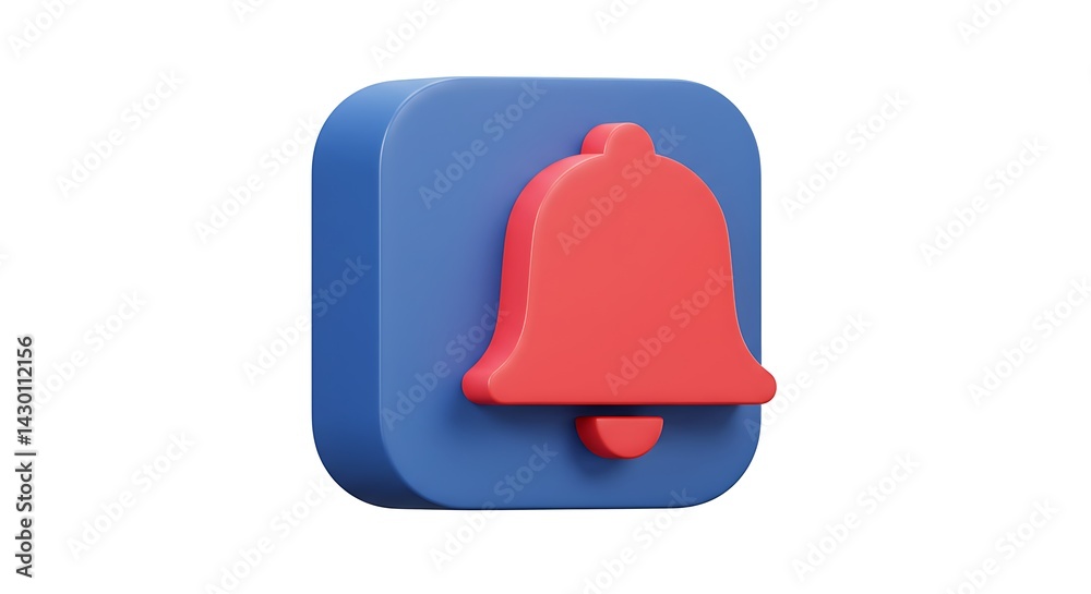 Fototapeta premium Red Bell on Blue Square