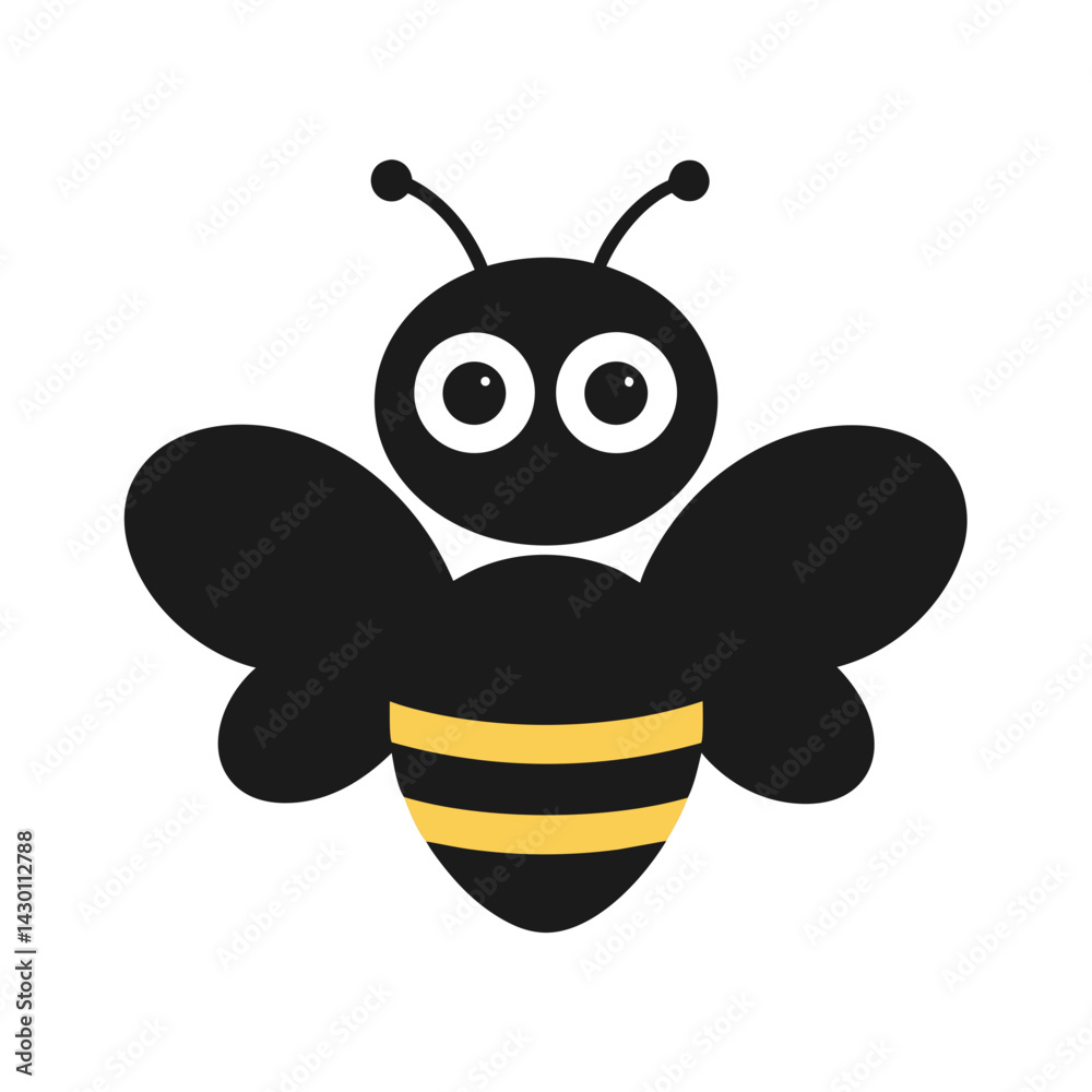 Naklejka premium cartoon bee icon vector silhouette illustration isolated on white background