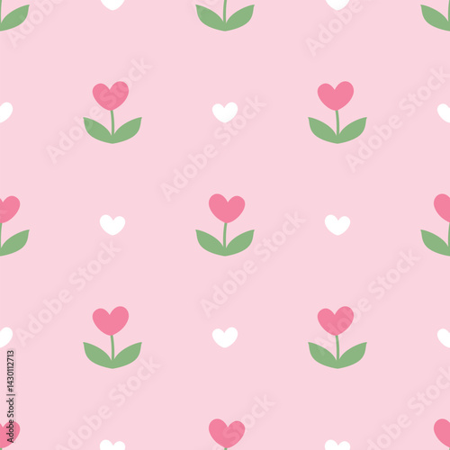 heart flower and love seamless pattern design for background, wallpaper, textile design, fabric, card , wrapping paper, carpet, notebook, diary cover, blanket, blanket for kids, decorative and etc.