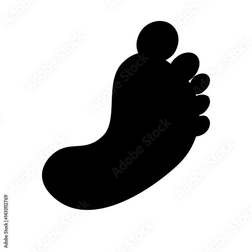 Silhouette of a human foot with toes visible on a white background in a simple graphic representation