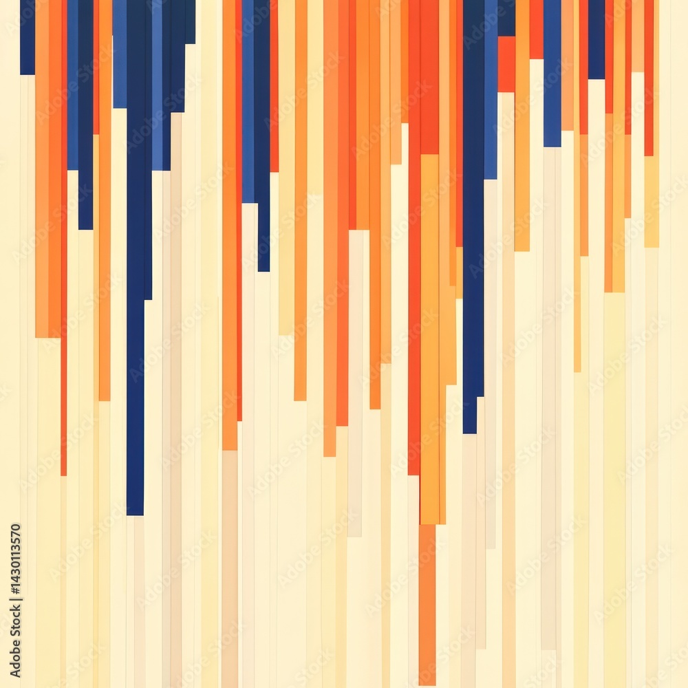 Abstract vertical stripes in warm and cool colors