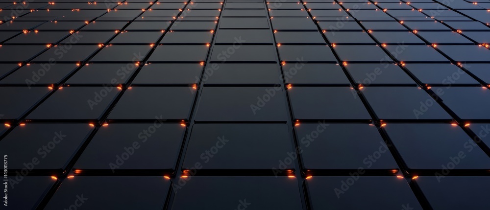 Abstract Dark Grid: Illuminated Cubes Perspective