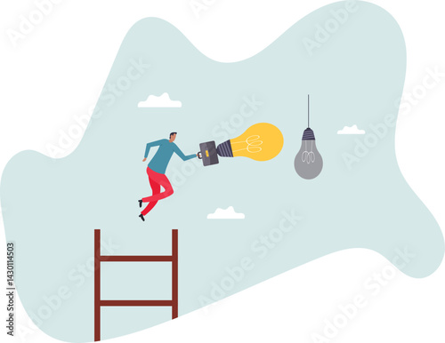 Change to new innovation, transform to new business, solution to disrupt or replace old model with bright technology.character for design.