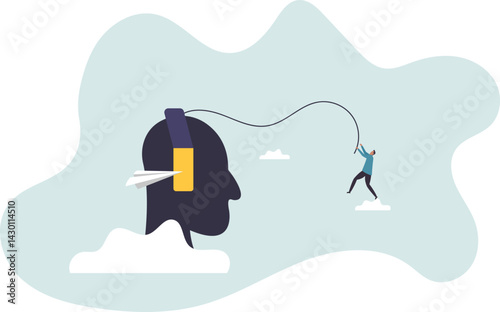 Open mind to receive new message or inspiration, free your brain to think about new idea or free your ego.character for design.