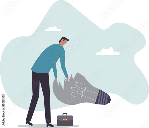 Uninspired or motivation after business failure, burnout or exhausted from crisis, no new idea or inspiration.character for design.