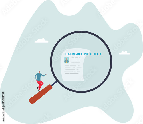 Background check for employment or recruitment, criminal or drug check on candidate or employee, work experience or career history .character for design.