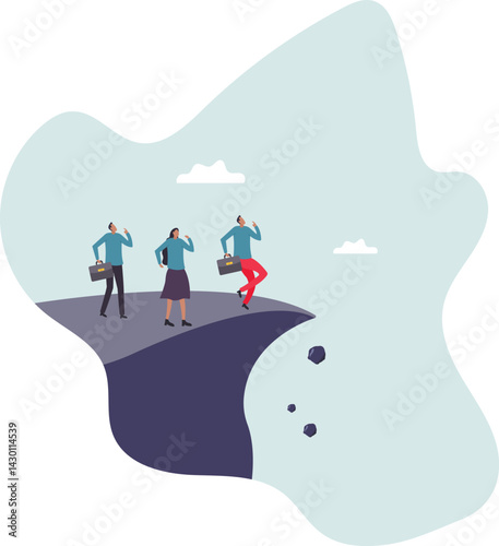 Wrong direction leader, stupid authoritarian boss, stupidity or mistake lead company and employees to sabotage or bad problem.character for design.