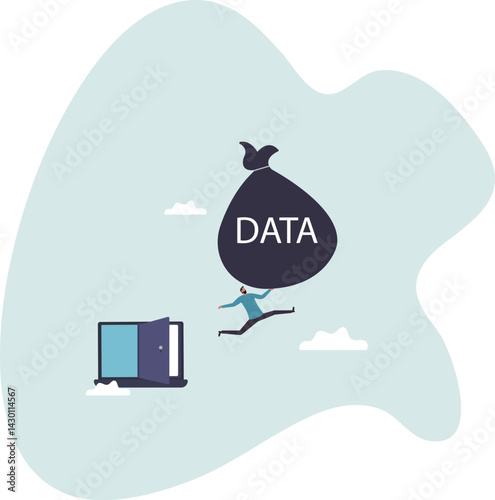 Computer hacker, cyber security, online ransomware or malware to steal personal data from computer,character for design.