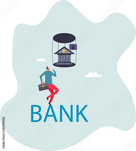 Financial sanction disconnect from SWIFT international money transfer,character for design.