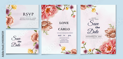 Wallpaper Mural Elegant Floral Wedding Invitation Set Torontodigital.ca