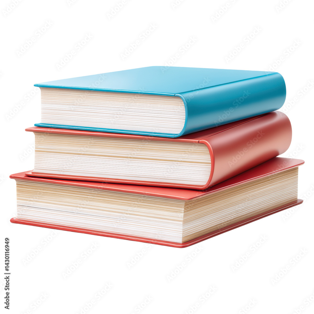 Colorful Stack of Three Hardcover Books, isolated on transparent background. Colorful Stack of Three Hardcover Books, isolated on transparent background.