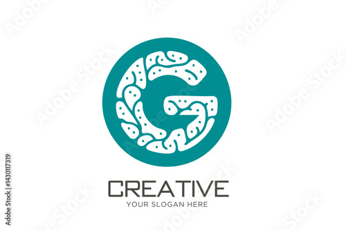Letter G with Intelligent Brain Logo Design. Healthcare and Neuroscience Logo Design.	