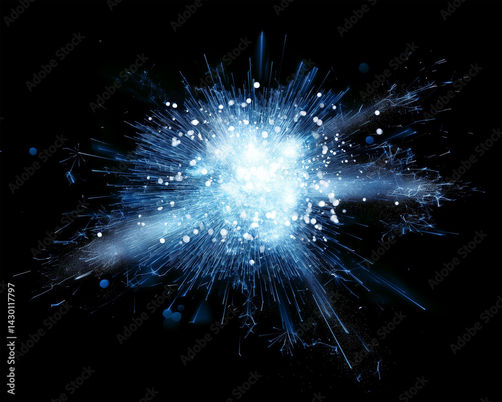 Obraz premium Magic spark particles, glowing blue and white
