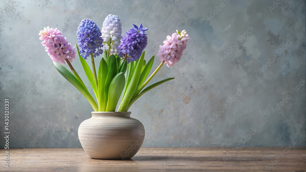 custom made wallpaper toronto digitalHyacinth flowers in ceramic vase on rustic table