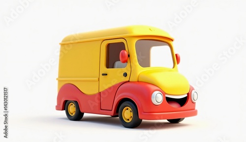 3d yellow toy truck isolated on white