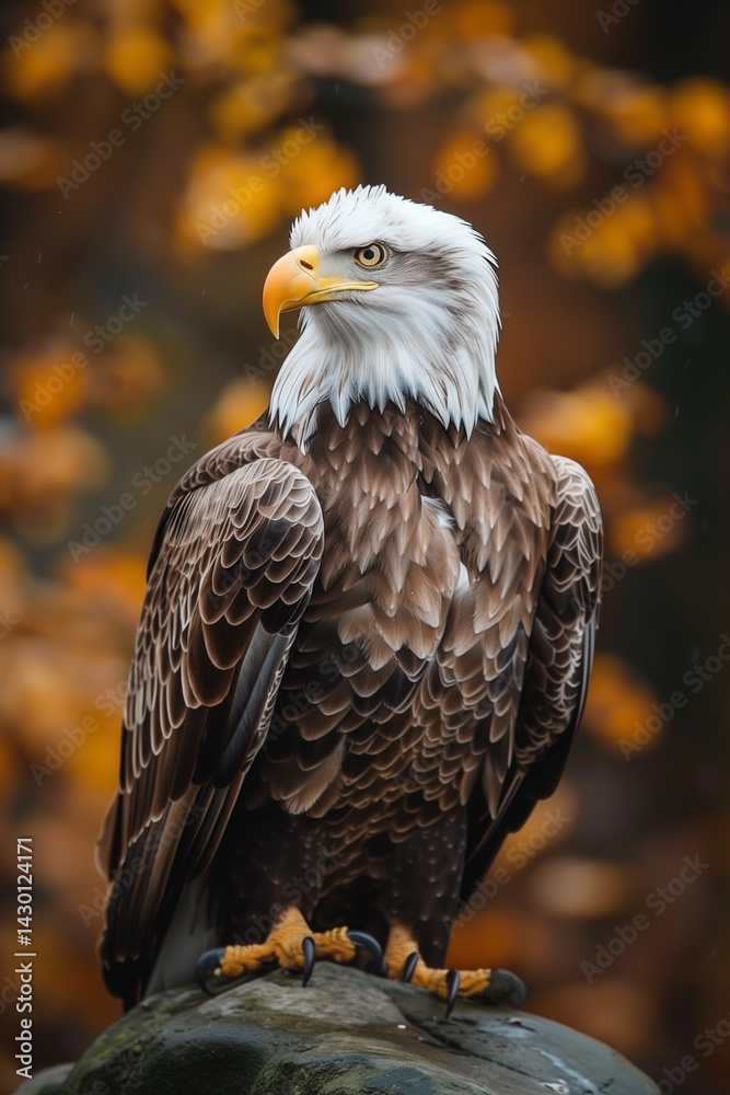 A bald eagle perched on a forests