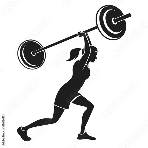 Strong Man Lifting Barbell In Silhouette Weightlifting Exercise Illustration